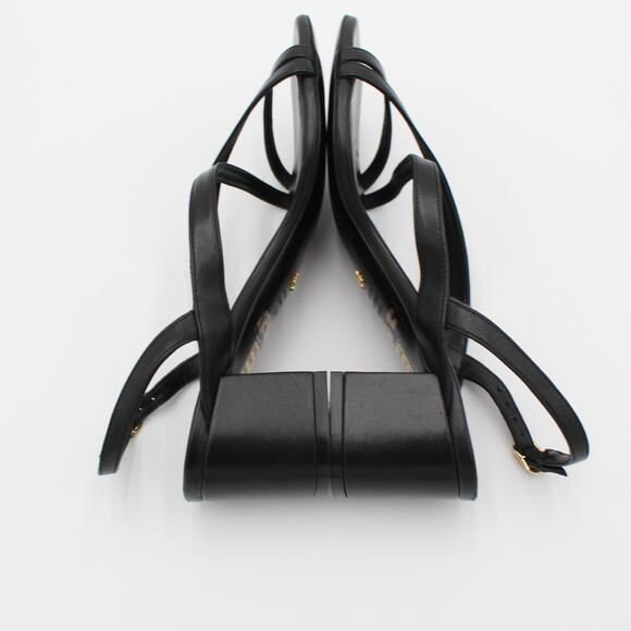 Stuart Weitzman Oasis 50 Block Sandal Womens 8 Black Leather Square Toe Designer - Picture 6 of 9